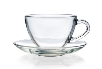 Glass cup and saucer