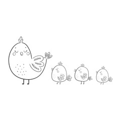 Cute cartoon chicken. Vector illustration.