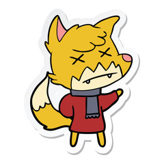 sticker of a cartoon dead fox