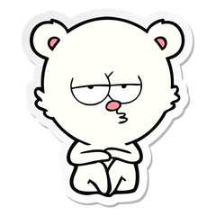 sticker of a bored polar bear sitting cartoon
