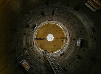 The inside view of a medieval circular tower in Tuscany