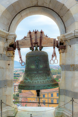 Fototapeta premium Bronze bell on top of the church tower in Tuscany - 2