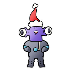 Fototapeta premium friendly gradient cartoon of a alien wearing santa hat