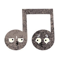 retro illustration style cartoon musical note