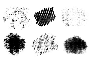 Vector set of grunge artistic brush strokes, design elements. Empty black backgrounds, frames for text or quote.