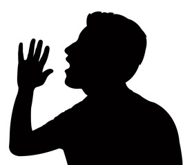 cheering man head silhouette vector