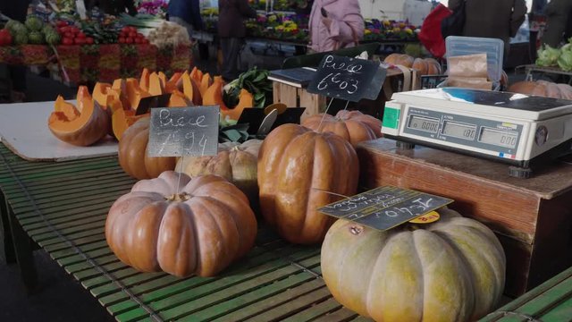 Pumpkins at the market in Brive la Gaillarde, France