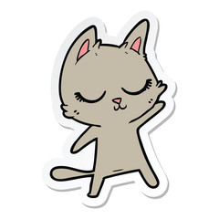 Obraz na płótnie Canvas sticker of a calm cartoon cat waving