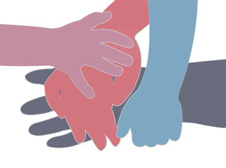 Obraz premium hand on hands, silhouete vector