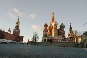 St. Basil's Cathedral and Spasskaya tower on red square in Moscow