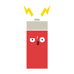 Obraz premium flat color retro cartoon battery