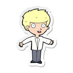 sticker of a cartoon happy boy