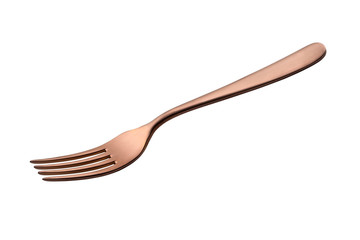 Fork in satin copper isolated on white background