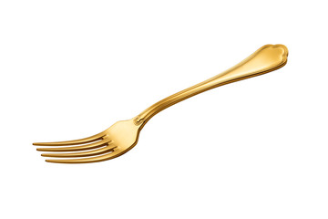 Golden Fork isolated on white background