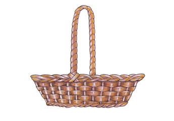  Wicker basket isolated on white background.