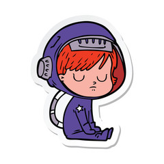sticker of a cartoon astronaut woman