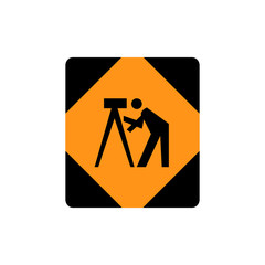 USA traffic road sign.survey crew working on the road ahead. vector illustration