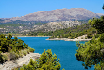 Fototapeta na wymiar Blue lake in Rhodos Greece
