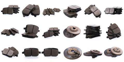 Set of brake pad for car isolated on white