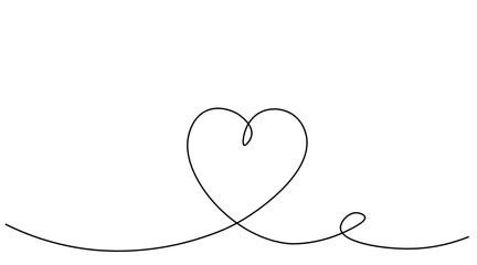 Heart background one line drawing, vector illustration