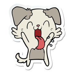 Fototapeta premium sticker of a cartoon panting dog waving