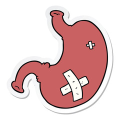 sticker of a cartoon stomach