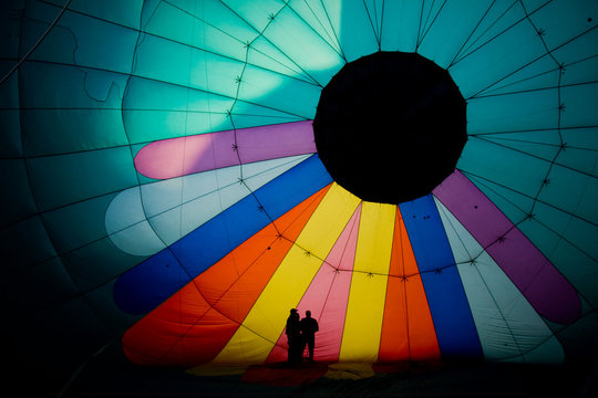 Silhouette on Hot Air Balloon at Festival