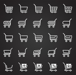 Shop cart icons set on black background for graphic and web design. Simple vector sign. Internet concept symbol for website button or mobile app.