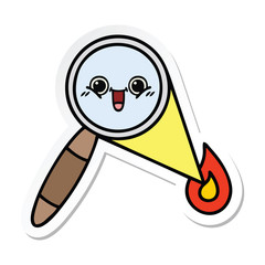 sticker of a cute cartoon magnifying glass