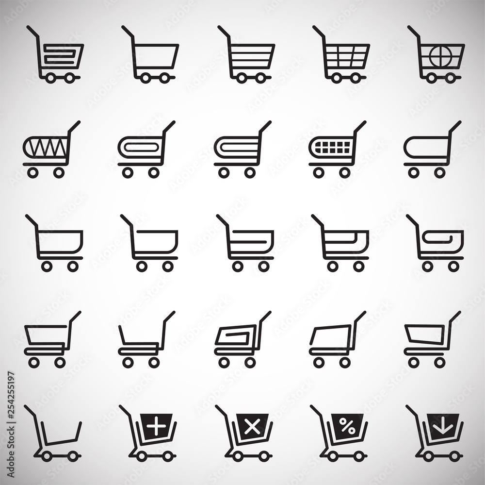Poster shop cart icons set on white background for graphic and web design. simple vector sign. internet con