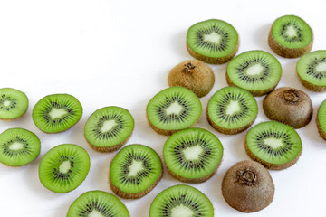 Fresh kiwi sliced. The basis for the banner with kiwi. Fresh and natkralnye vitamins. Healthy food. Background for the profile, design, printing with fruit.