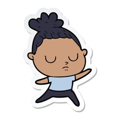 sticker of a cartoon calm woman