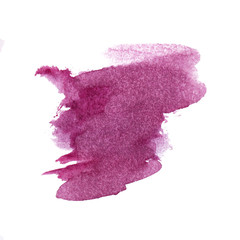 Abstract watercolor spot on white textured paper. Isolated. Hand-drawn background. Aquarelle brush stains on paper. For design, web, card, text, decoration, surfaces. Copy Space. Graffiti.