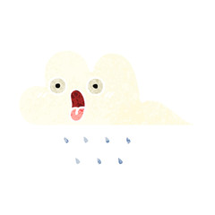 retro illustration style cartoon rain cloud