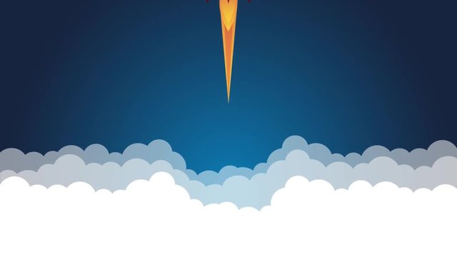 rocket launch concept with smoke illustrated animation