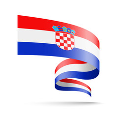 Croatia flag in the form of wave ribbon vector illustration on white background.