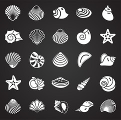 Fototapeta premium Sea Shell icons set on black background for graphic and web design. Simple vector sign. Internet concept symbol for website button or mobile app.