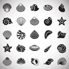 Sea Shell icons set on white background for graphic and web design. Simple vector sign. Internet concept symbol for website button or mobile app. - 254257504