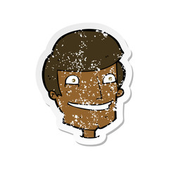 retro distressed sticker of a cartoon grinning man