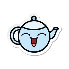 sticker of a cute cartoon happy teapot