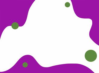 Vector abstact art. Frame made of colorful green and purple spots, circles. Simple illustration template for invitations, cards and other design. White background
