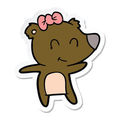 sticker of a female bear cartoon