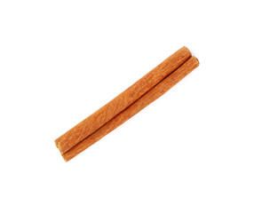 Close up one cinnamon stick isolated on white