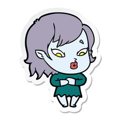 sticker of a cute cartoon vampire girl