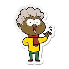 sticker of a cartoon happy man