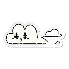 distressed sticker of a cute cartoon clouds