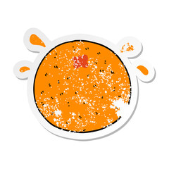 distressed sticker of a cartoon orange