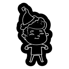 happy cartoon icon of a man wearing santa hat