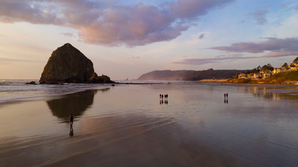 Dramatic Orange Light at Sunset on Pacific Coast at Cannon Beach © Christopher Boswell