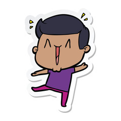 sticker of a cartoon excited man